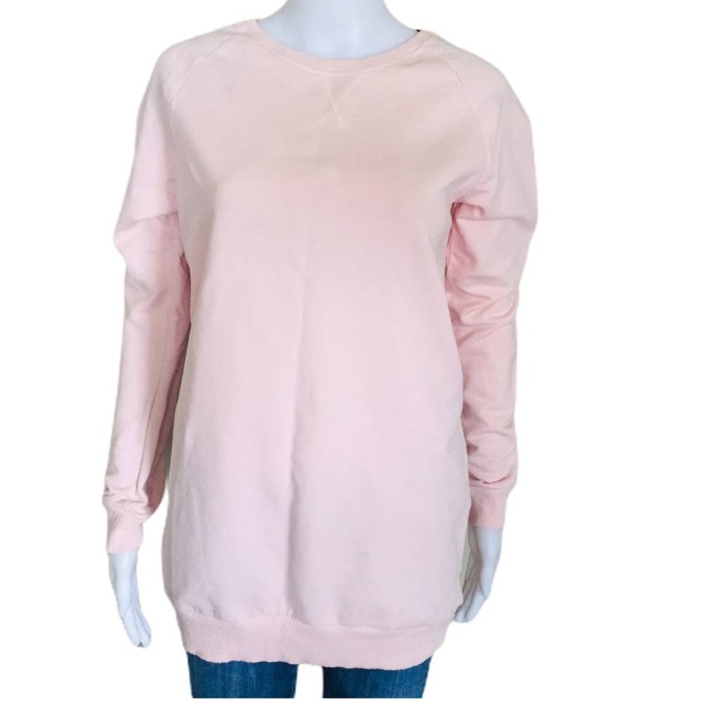 H&M Basic Long Sleeve Ribbed Scoop Neck Pullover Sweater in Blush Pink Small